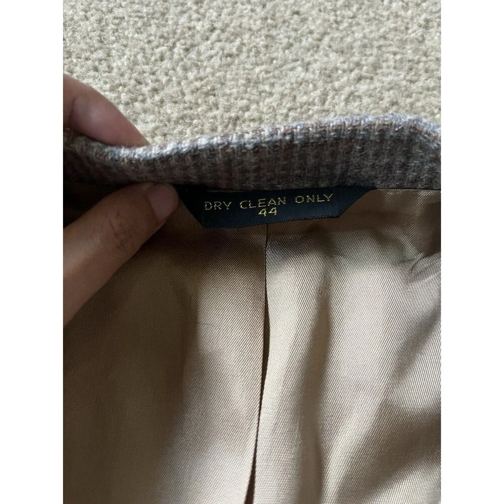 Vintage Imperial by Haggar Wool Tweed Blazer Tan Leather Button Jacket 44R USA